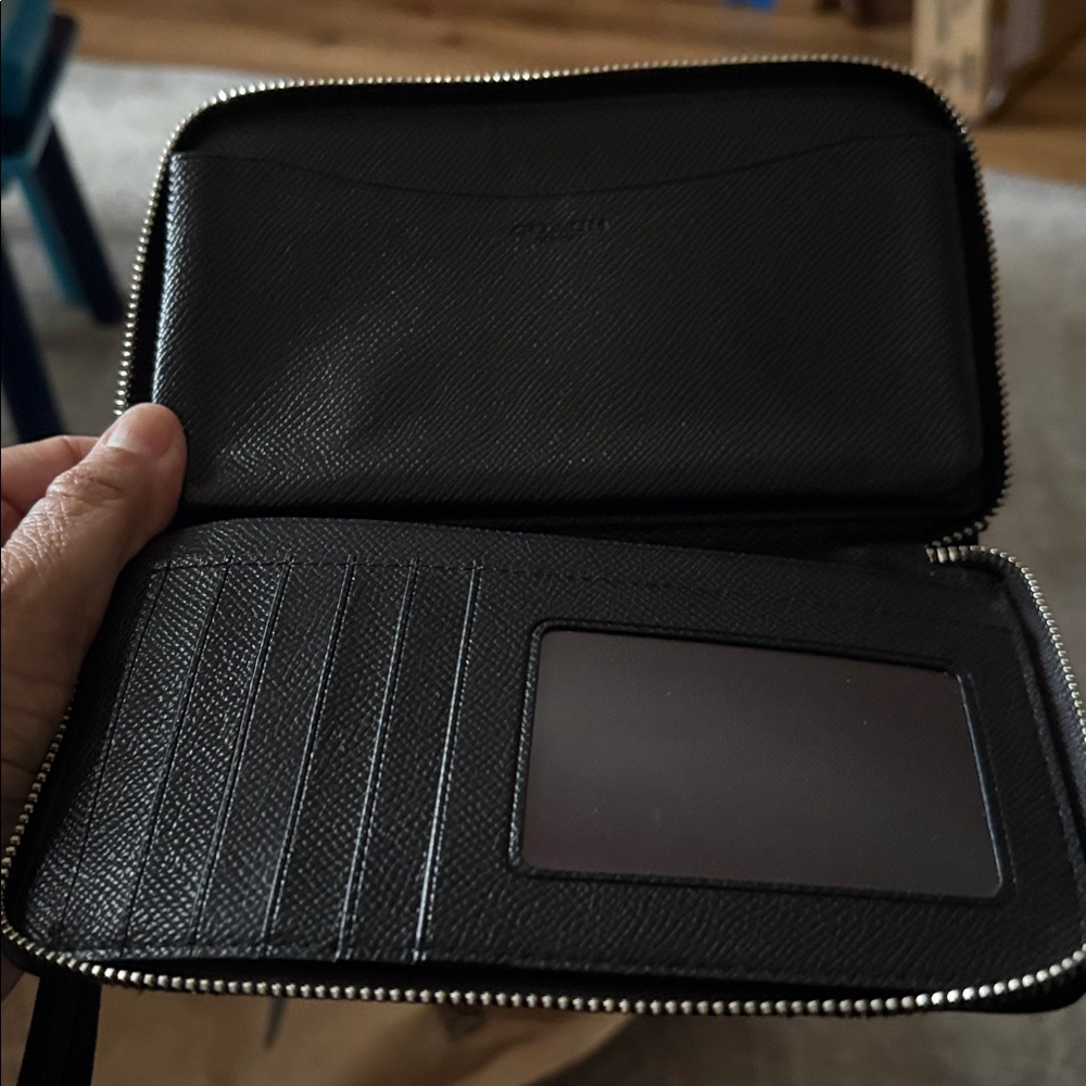 Coach monogram phone / card holder/ essential wallet. Great shape zipper broke